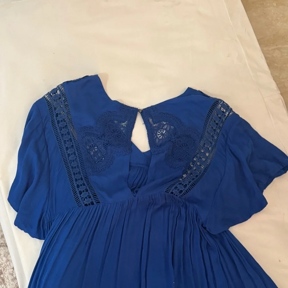 FREE PEOPLE simply extreme maxi blue dress with pockets size XS.